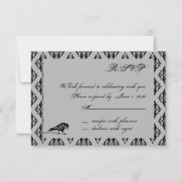 Tarjeta de respuesta de marco gótico cuervo negro