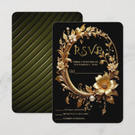 Tarjeta de respuesta de marco ornamentado floral d