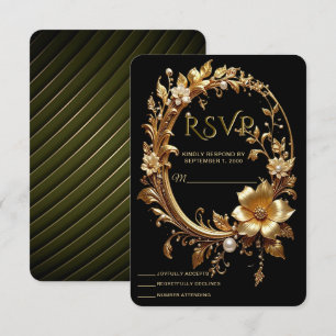 Tarjeta de respuesta de marco ornamentado floral d