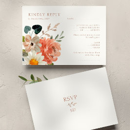 Tarjeta de respuesta de marfil RSVP de boda floral
