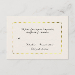 Tarjeta de respuesta de marfil y oro Personalizado