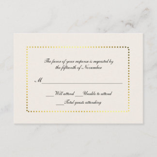 Tarjeta de respuesta de marfil y oro Personalizado
