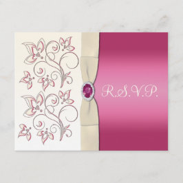 Tarjeta de respuesta de marfil y rosa