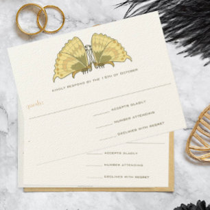 Tarjeta de respuesta de mariposa Art Nouveau Art D