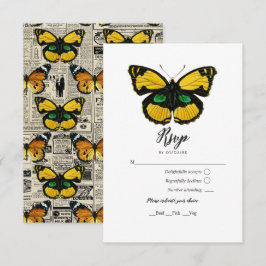 Tarjeta de respuesta de mariposa de campo rústico