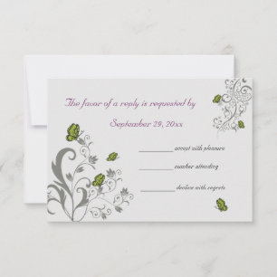 Tarjeta de respuesta de mariposas y flores