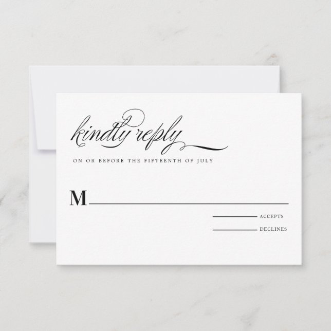 Tarjeta de respuesta de matrimonio digital minimal (Anverso)