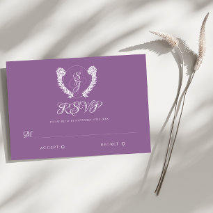 Tarjeta de respuesta de matrimonio morado oscuro