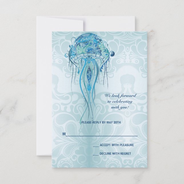 Tarjeta de respuesta de medusas Aquamarina (Anverso)