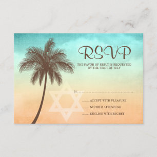 Tarjeta de respuesta de Mitzvah de Bat Beach Palm 
