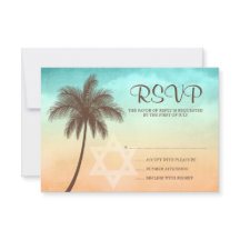 Tarjeta de respuesta de Mitzvah de Bat Beach Palm 