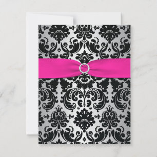 Tarjeta de respuesta de Mitzvah de Bat Damask Rosa