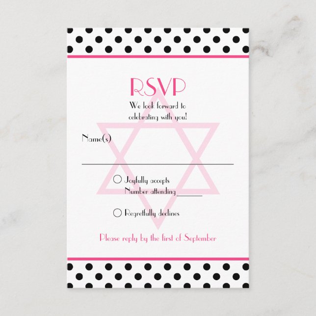 Tarjeta de respuesta de Mitzvah de Punto de Polka  (Anverso)