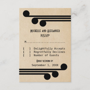 Tarjeta de respuesta de Moda de deco negro Jet