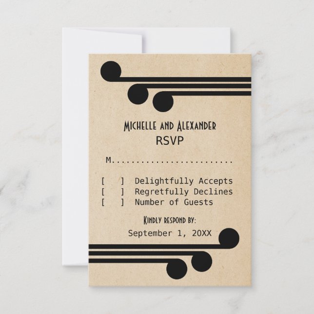 Tarjeta de respuesta de Moda de deco negro Jet (Anverso)