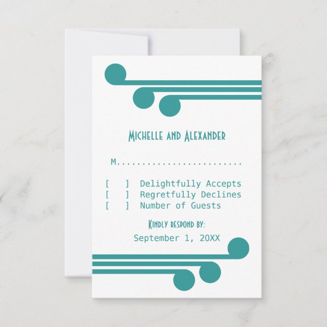 Tarjeta de respuesta de Moda de Deco simple verde  (Anverso)