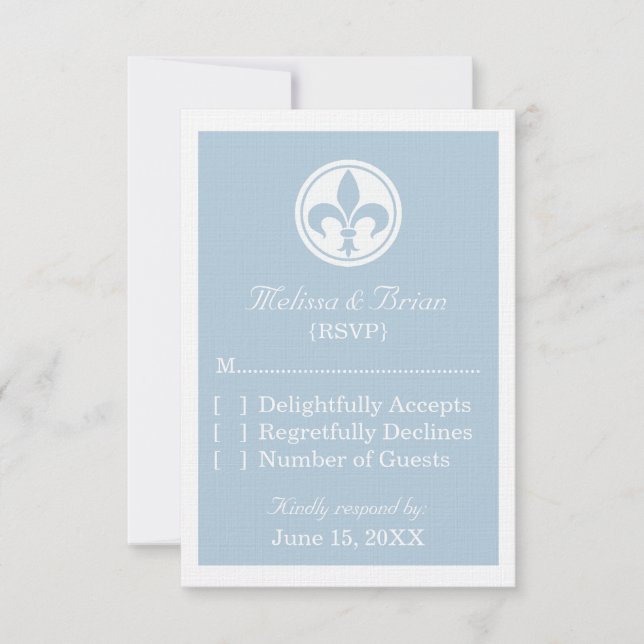 Tarjeta de respuesta de moda Fleur De Lis, Azul (Anverso)