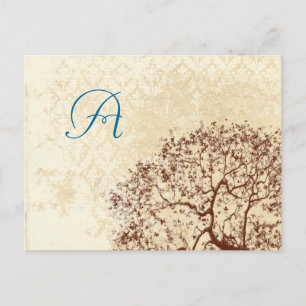 Tarjeta de respuesta de monograma Boda de árbol ma