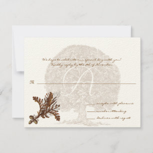 Tarjeta de respuesta de monograma Boda de árbol ma
