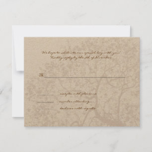 Tarjeta de respuesta de monograma de boda de árbol
