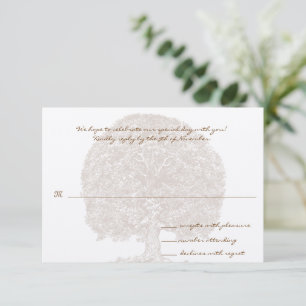 Tarjeta de respuesta de monograma de boda de árbol