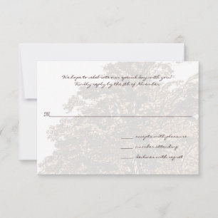 Tarjeta de respuesta de monograma de boda de árbol