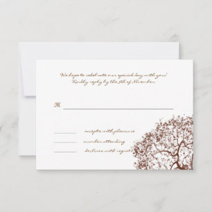 Tarjeta de respuesta de monograma de boda de árbol
