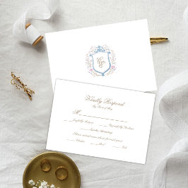 Tarjeta de respuesta de monograma floral de boda