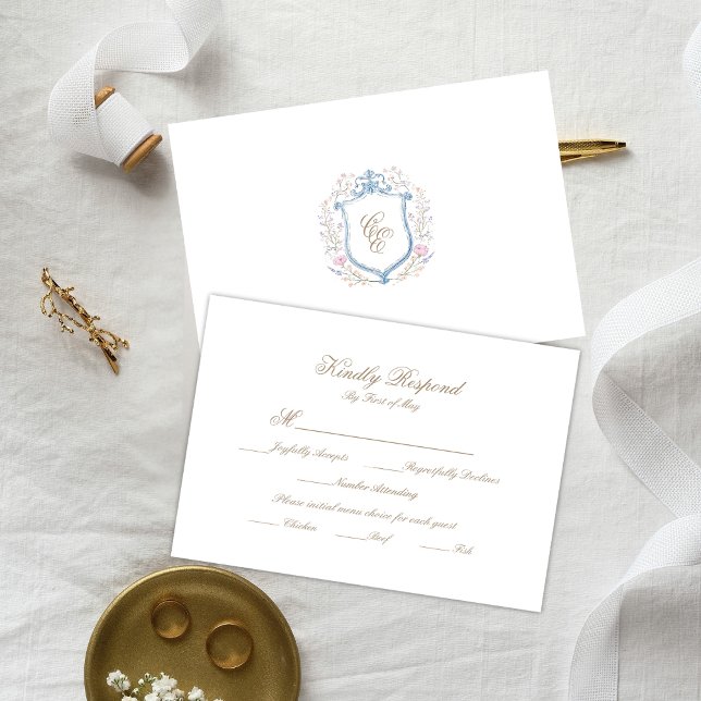 Tarjeta de respuesta de monograma floral de boda (Subido por el creador)
