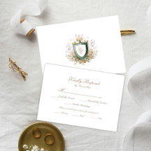 Tarjeta de respuesta de monograma floral de boda