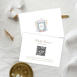 Tarjeta de respuesta de monograma floral de boda