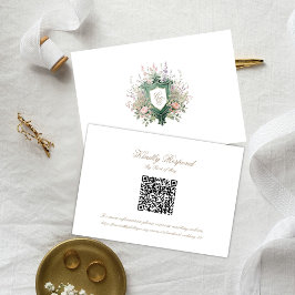 Tarjeta de respuesta de monograma floral de boda