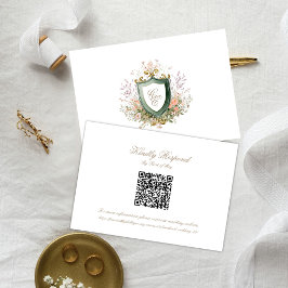 Tarjeta de respuesta de monograma floral de boda C