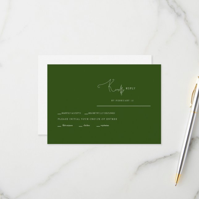 Tarjeta de respuesta de opciones de cena verde osc (Anverso/Reverso In Situ)