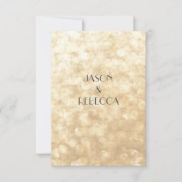 Tarjeta de respuesta de oro a invitación de boda