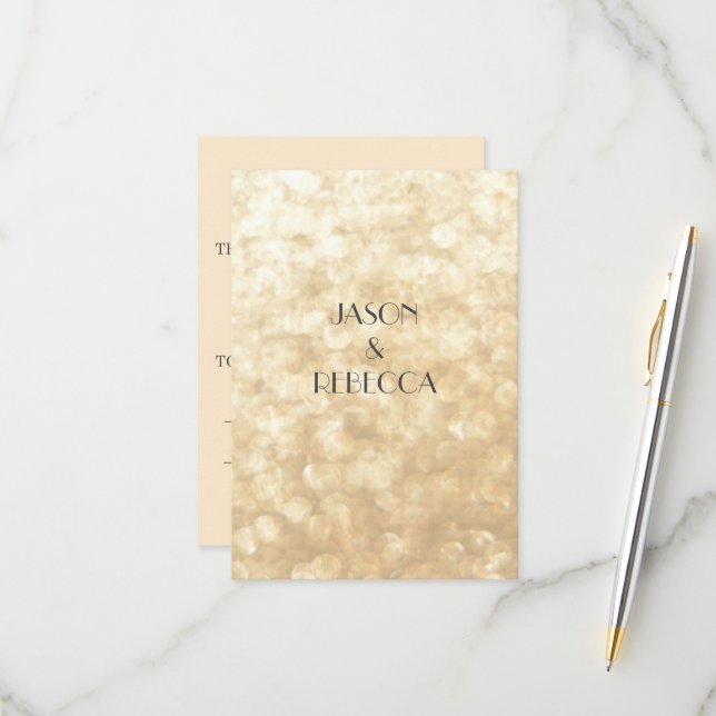 Tarjeta de respuesta de oro a invitación de boda (Anverso/Reverso In Situ)