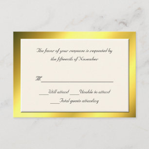 Tarjeta de respuesta de oro y crema para todos los