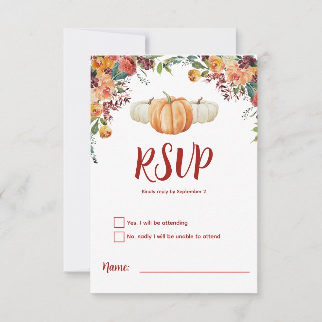 Tarjeta de respuesta de otoño para RSVP (Anverso)
