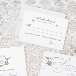 Tarjeta de respuesta de pájaros de amor floral