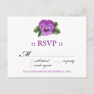 Tarjeta de respuesta de Pansies RSVP 4.25x5.5"