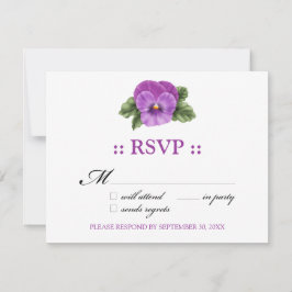 Tarjeta de respuesta de Pansies RSVP 4.25x5.5"