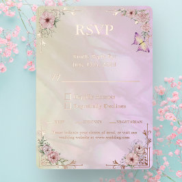 Tarjeta de respuesta de papel de estaño para boda 