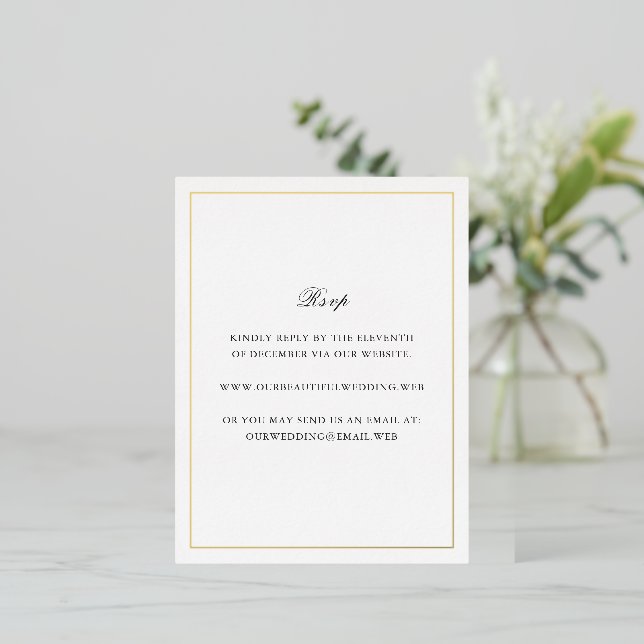 Tarjeta de respuesta de papel de estaño para boda  (Anverso de pie)