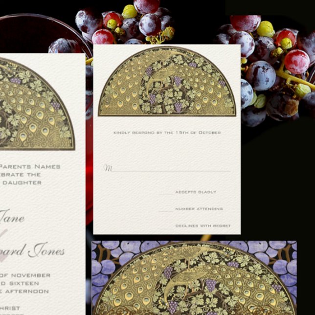 Tarjeta de respuesta de pavo real Arch Art Nouveau (Subido por el creador)