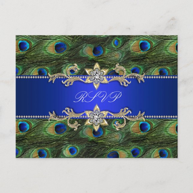Tarjeta de respuesta de pavo real azul real (Anverso)