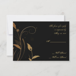 Tarjeta de respuesta de pavo real y floral de Bron