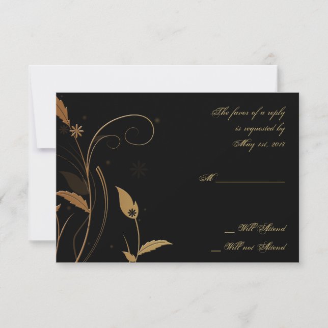 Tarjeta de respuesta de pavo real y floral de Bron (Anverso)