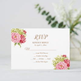 Tarjeta de respuesta de Peonías e Hydrangeas