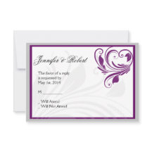 Tarjeta de respuesta de pergamino floral plateado 