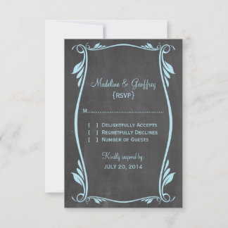 Tarjeta de respuesta de pizarra azul Flourish